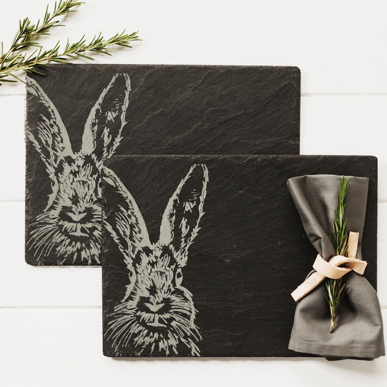 Hase | 2-er Platzset aus Schiefer