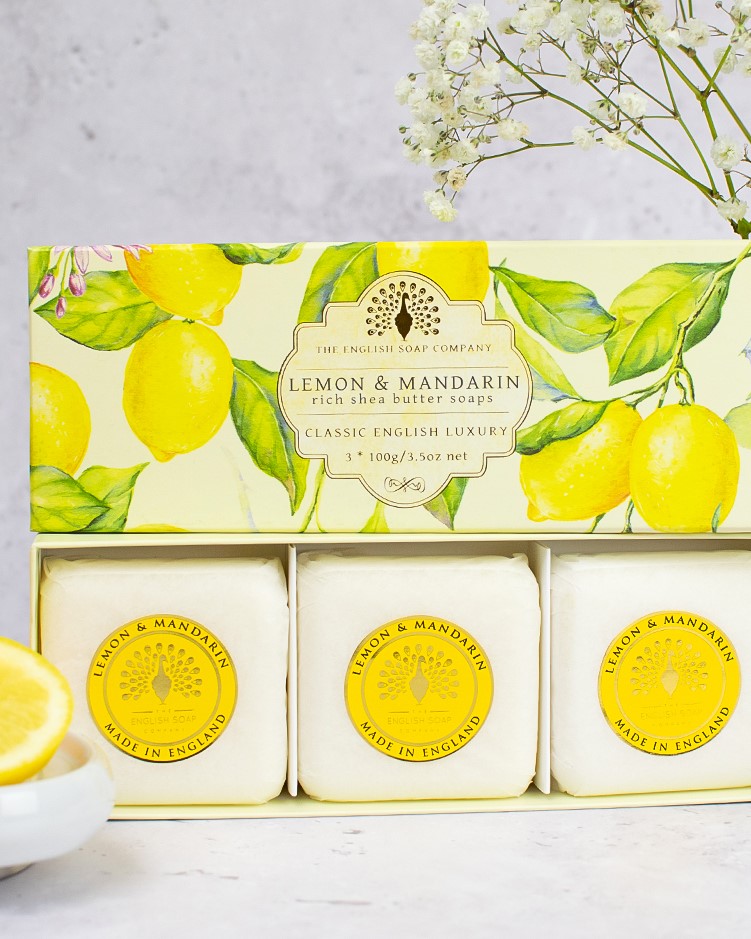 Drei Luxus-Duftseifen Zitrone & Mandarine | 'The English Soap Company'