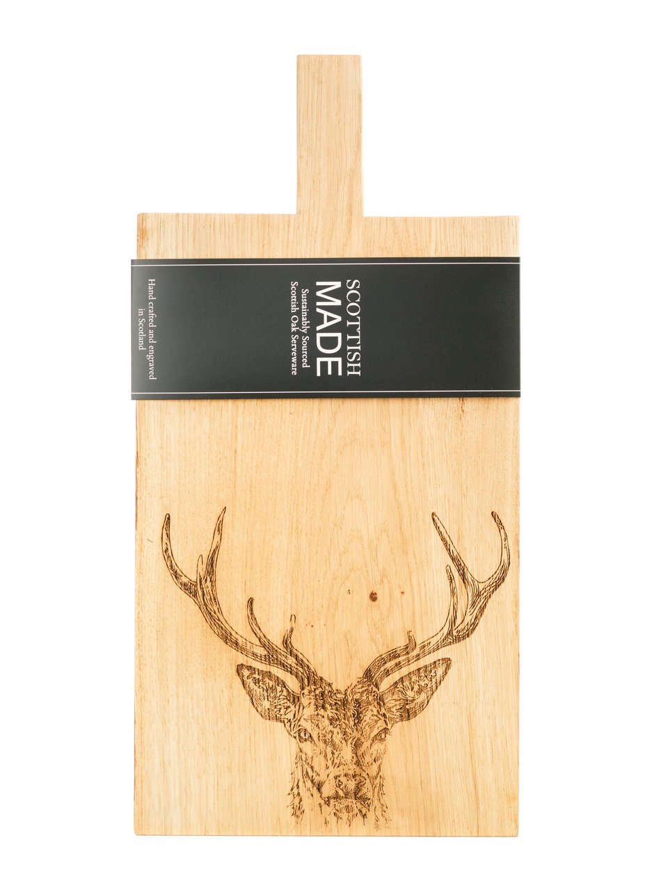 Großes Servierbrett mit Griff, Motiv Hirschprinz | Scottish Made