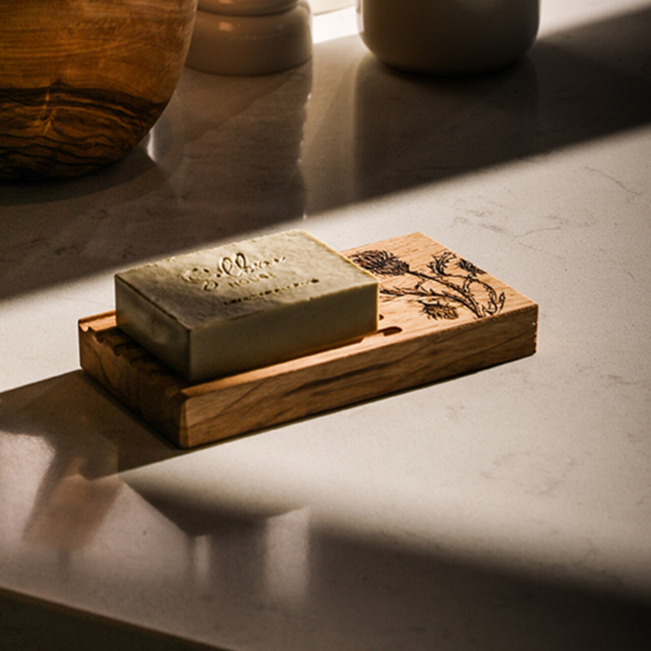 Seifenschale aus Schottland | Motiv Distel | von Selbrae House - Scottish Made