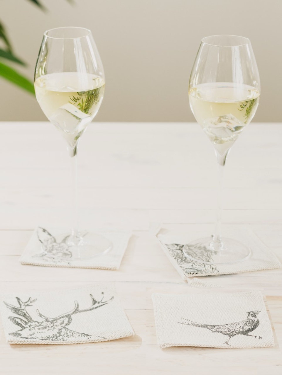 Glas-Untersetzer Highland-Quartett | 4er-Set | Leinen 50/50