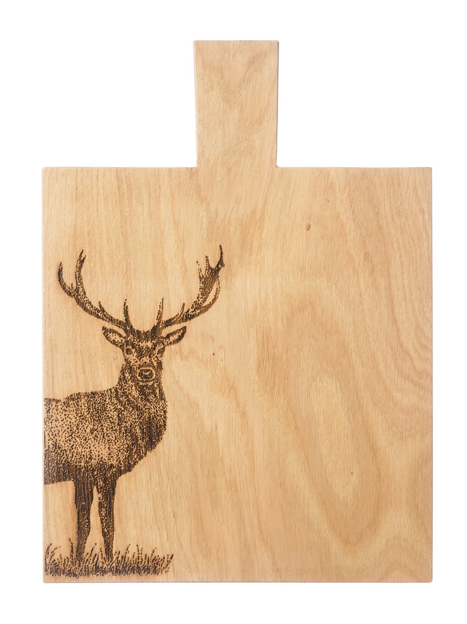 Schneide- & Servierbrett aus Eiche, Motiv Hirsch