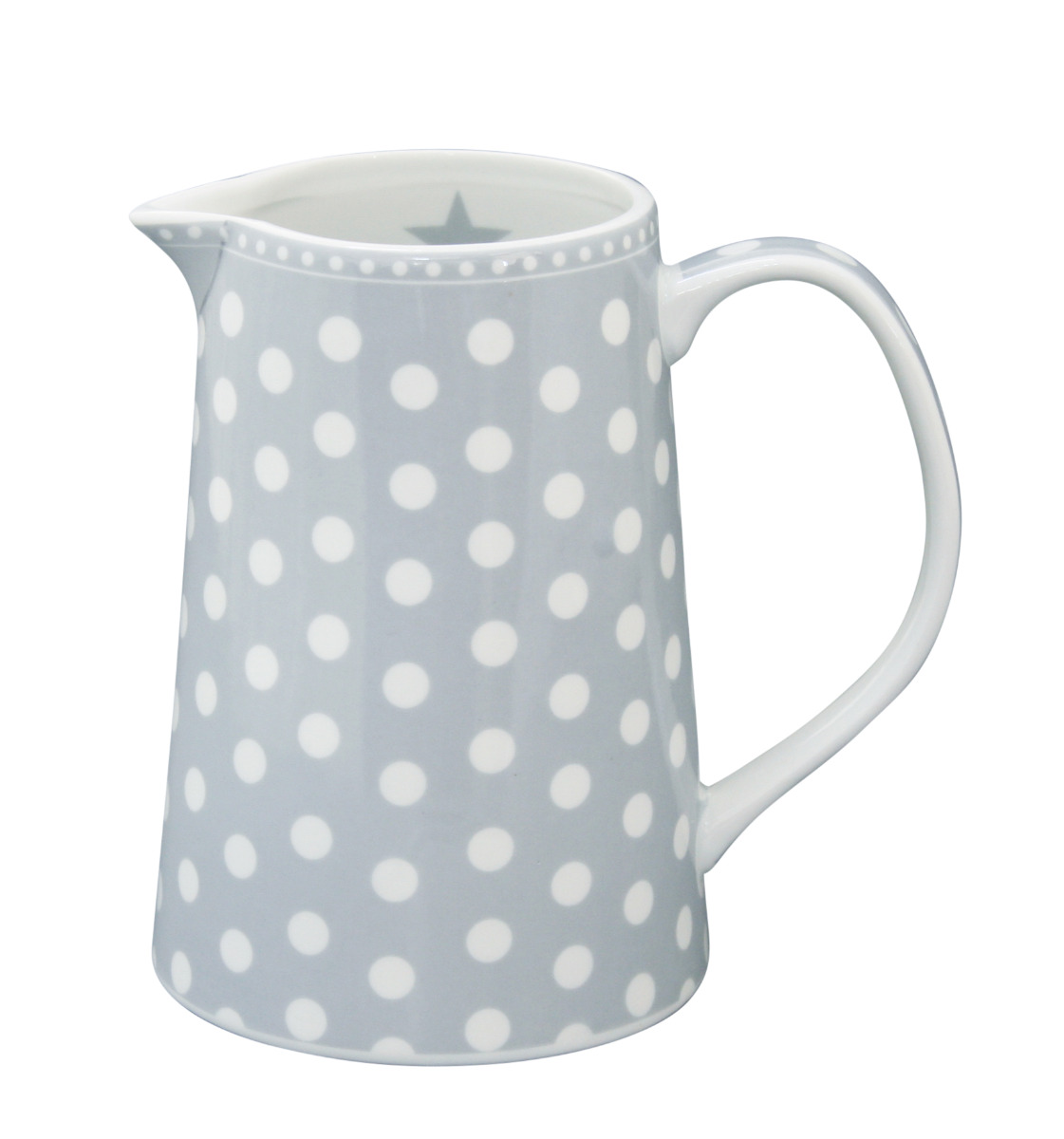 Krasilnikoff Porzellankrug Punkte, grau