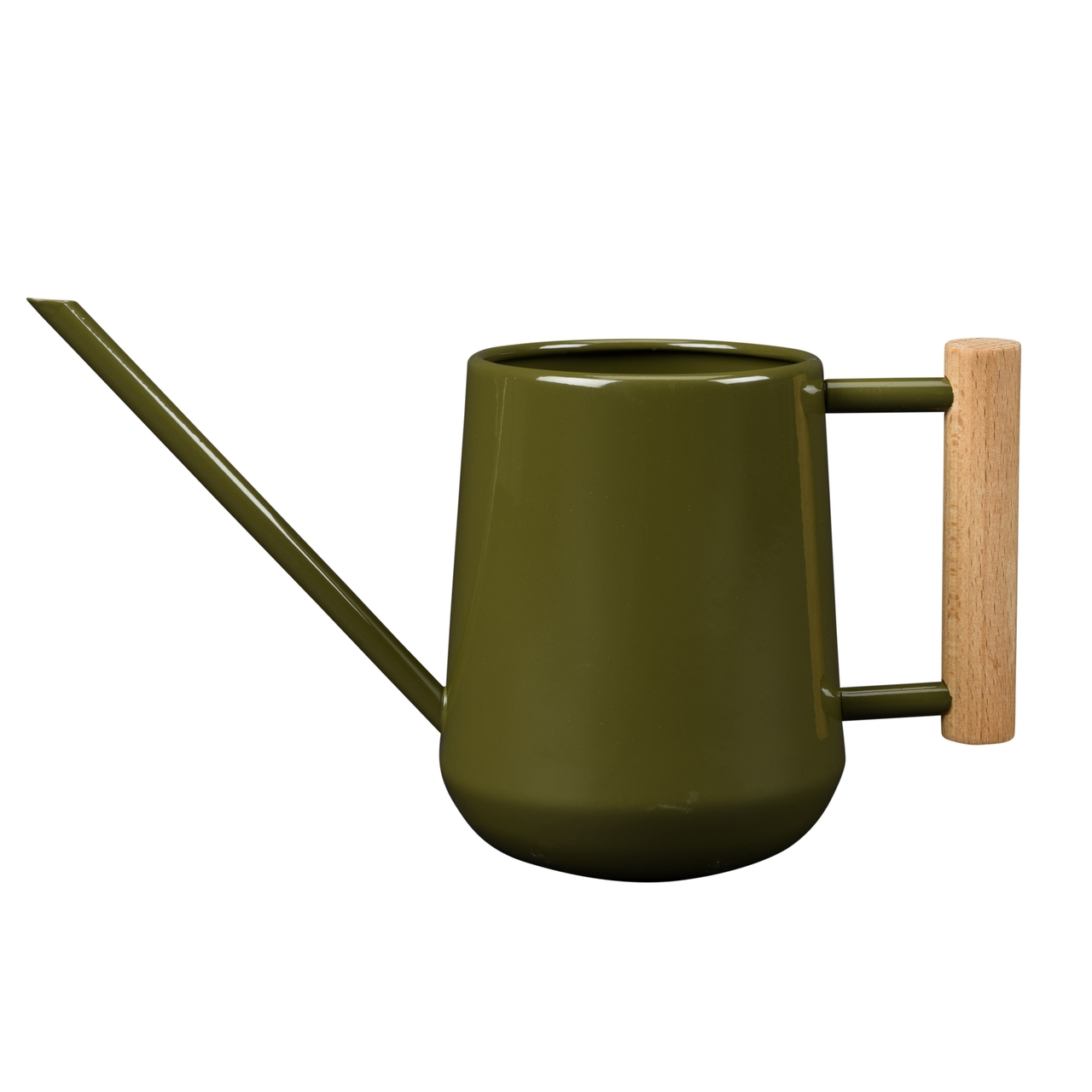 Charmante Zimmergießkanne - Olive | mit Griff aus Buchenholz