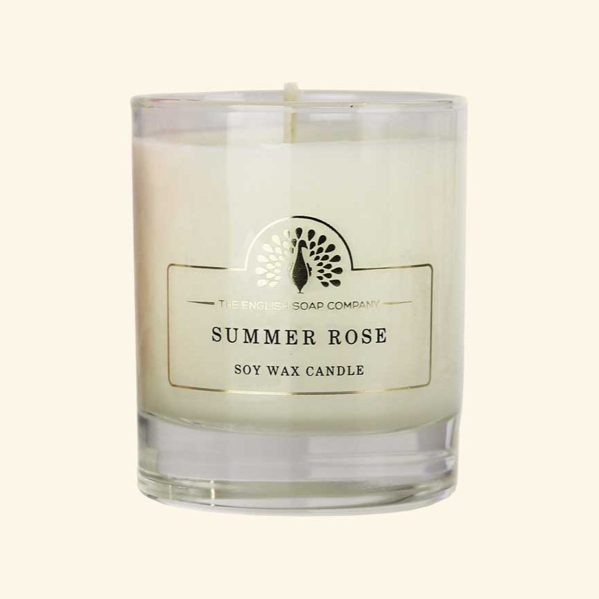 Duftkerze Sommer-Rose | Reines Sojawachs im Glas