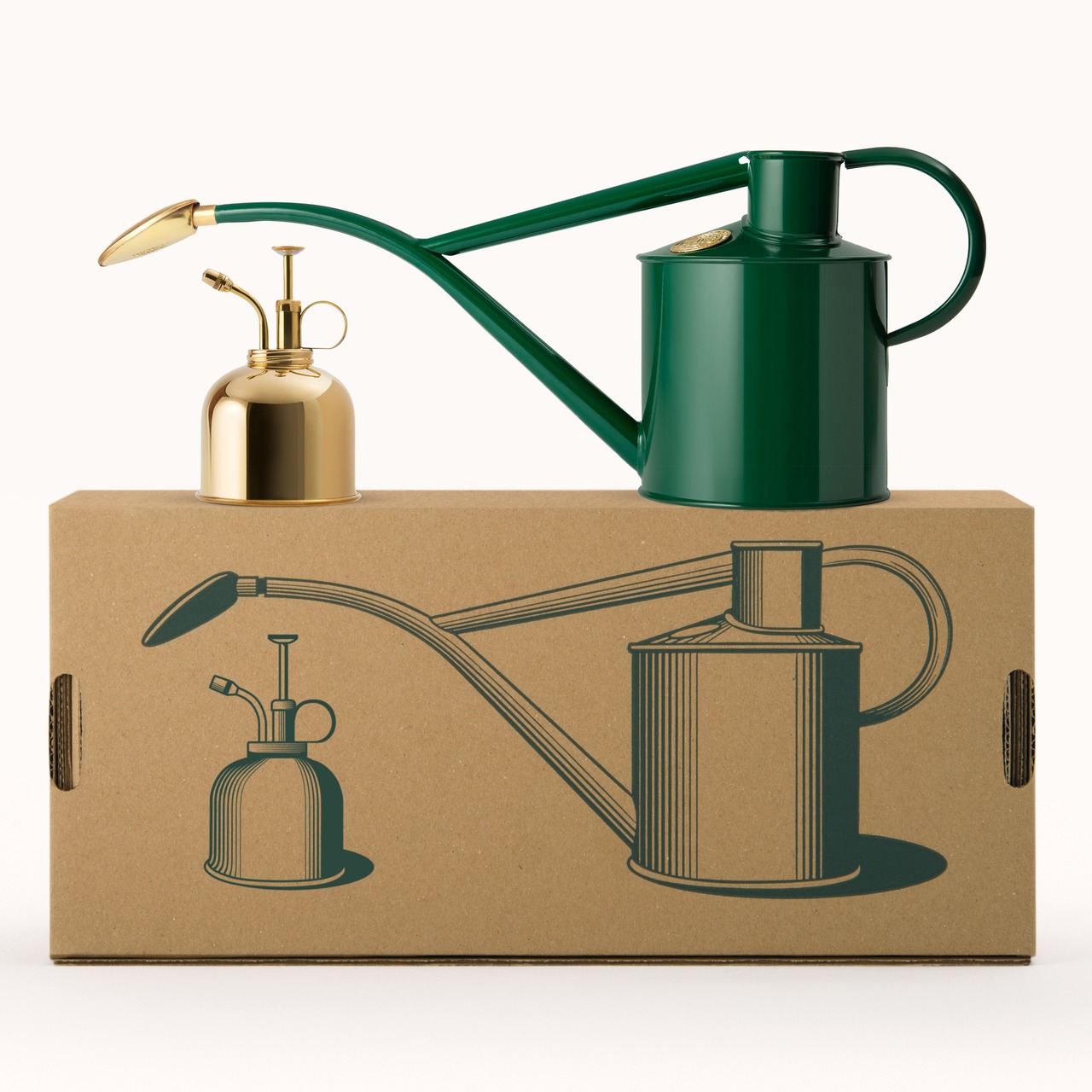 Haws Watering-Kit | Geschenkset | Royalgrün & Feinzerstäuber Messing