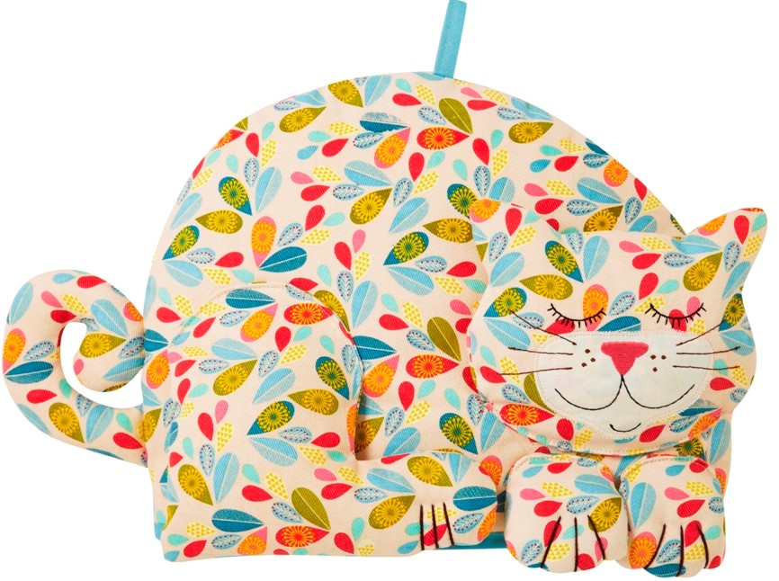 Dekorative Teehaube aus Baumwolle | Ein entspanntes Nickerchen auf dem Tisch? Diese Mieze darf das!