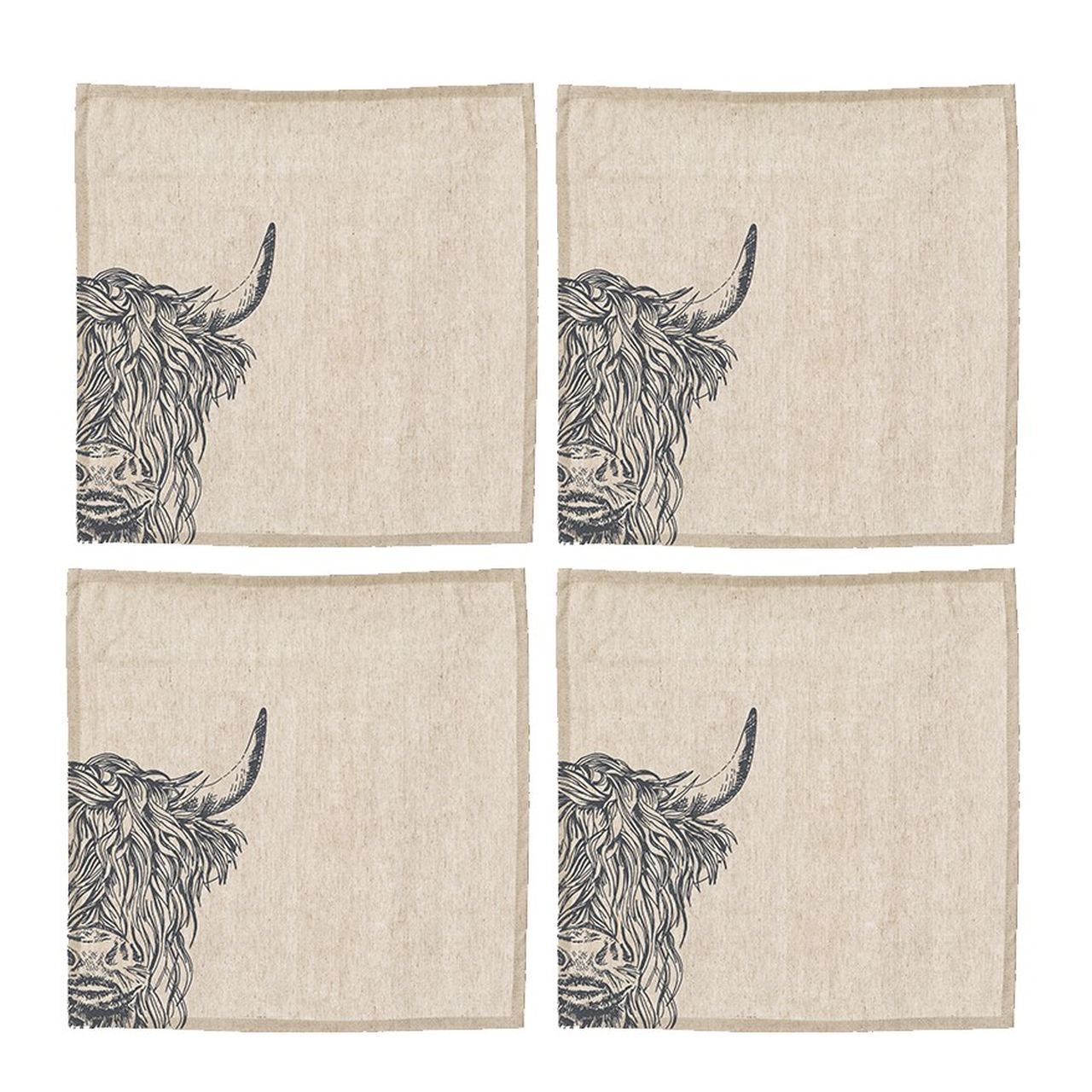 Highland Cow | Servietten 4er-Set | Leinen 50/50