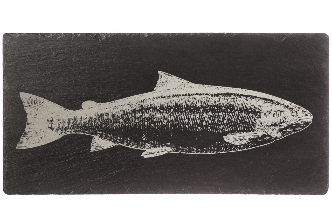 Servierplatte aus Schiefer | Motiv Lachs | Selbrae House