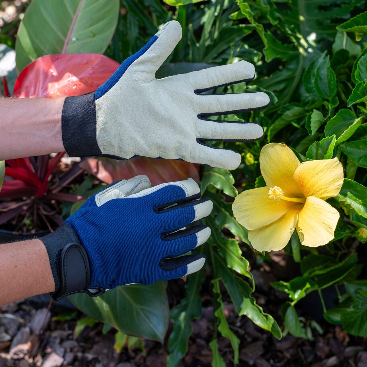 Leder-Gartenhandschuhe Classic | Die Handinnenfläche und der Flügeldaumen