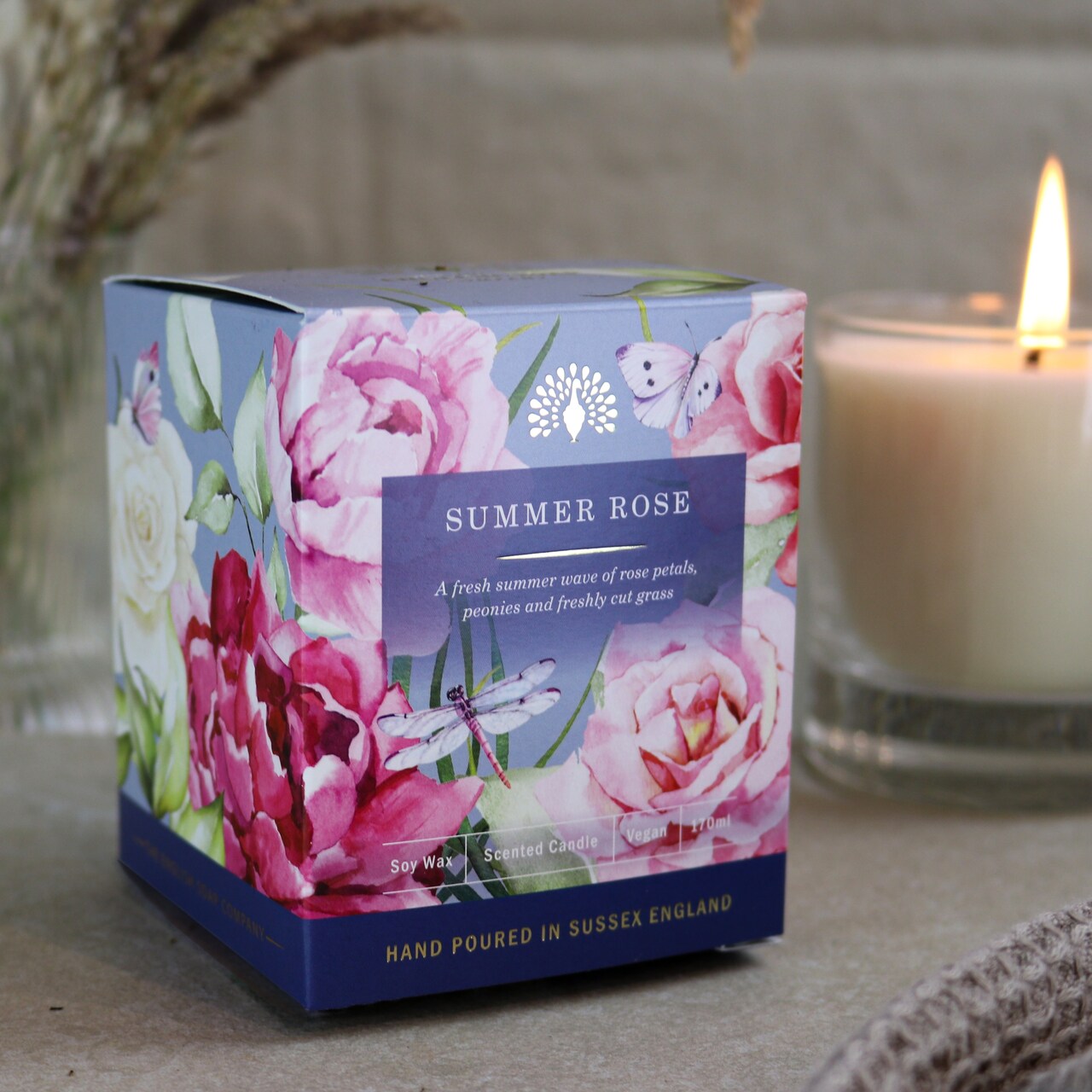 Sanftes Kerzenlicht mit schonem Duft | Sommer-Rose | belebt und entspannt.