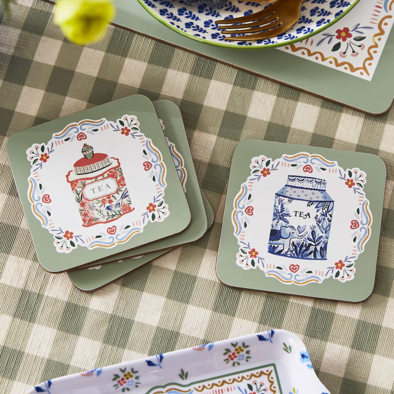 4er-Set Untersetzer | von Ulster Weavers | Design Tea Tins - Teedosen