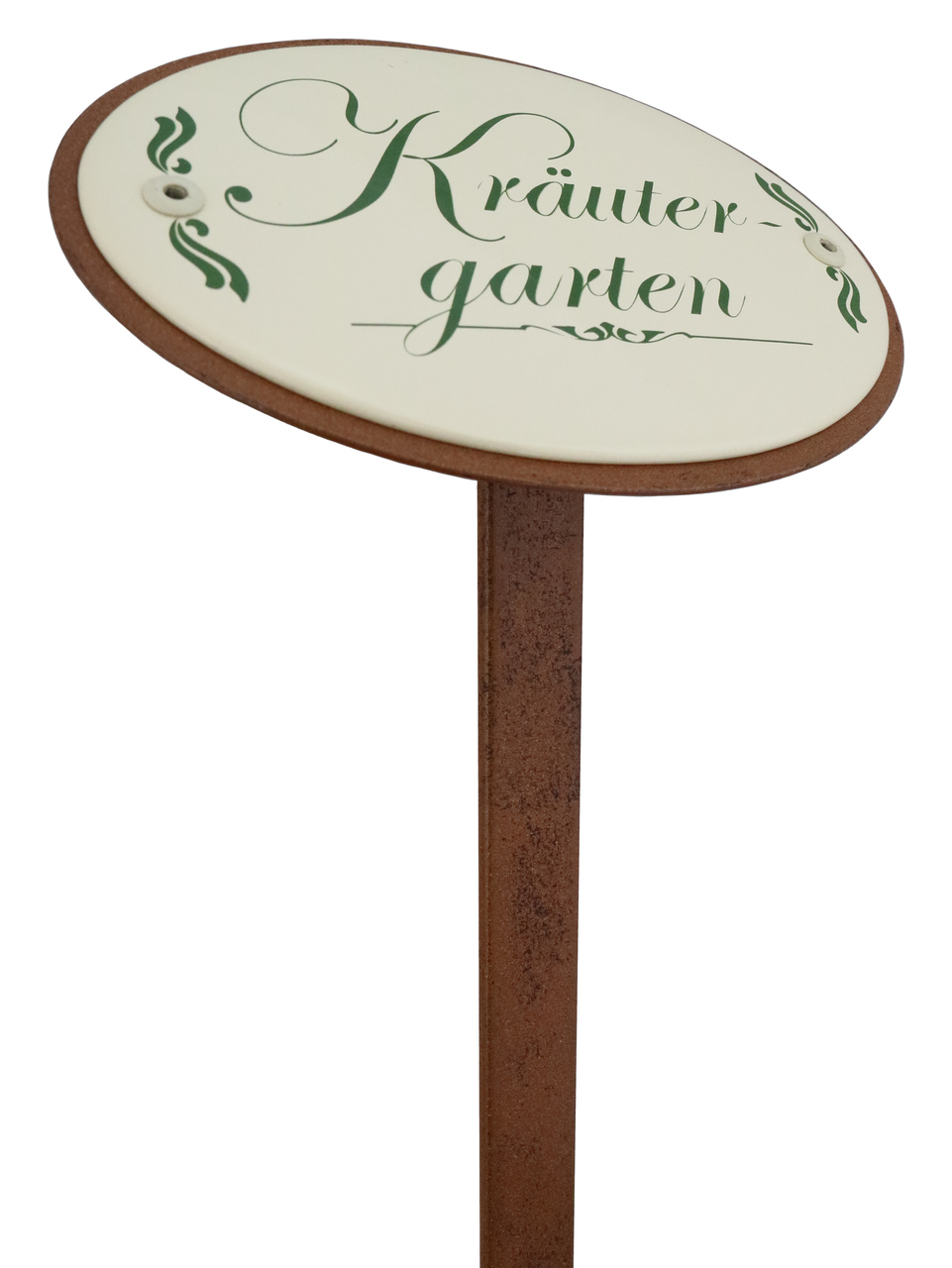 Emailleschild 'Kräutergarten' leicht seitlich