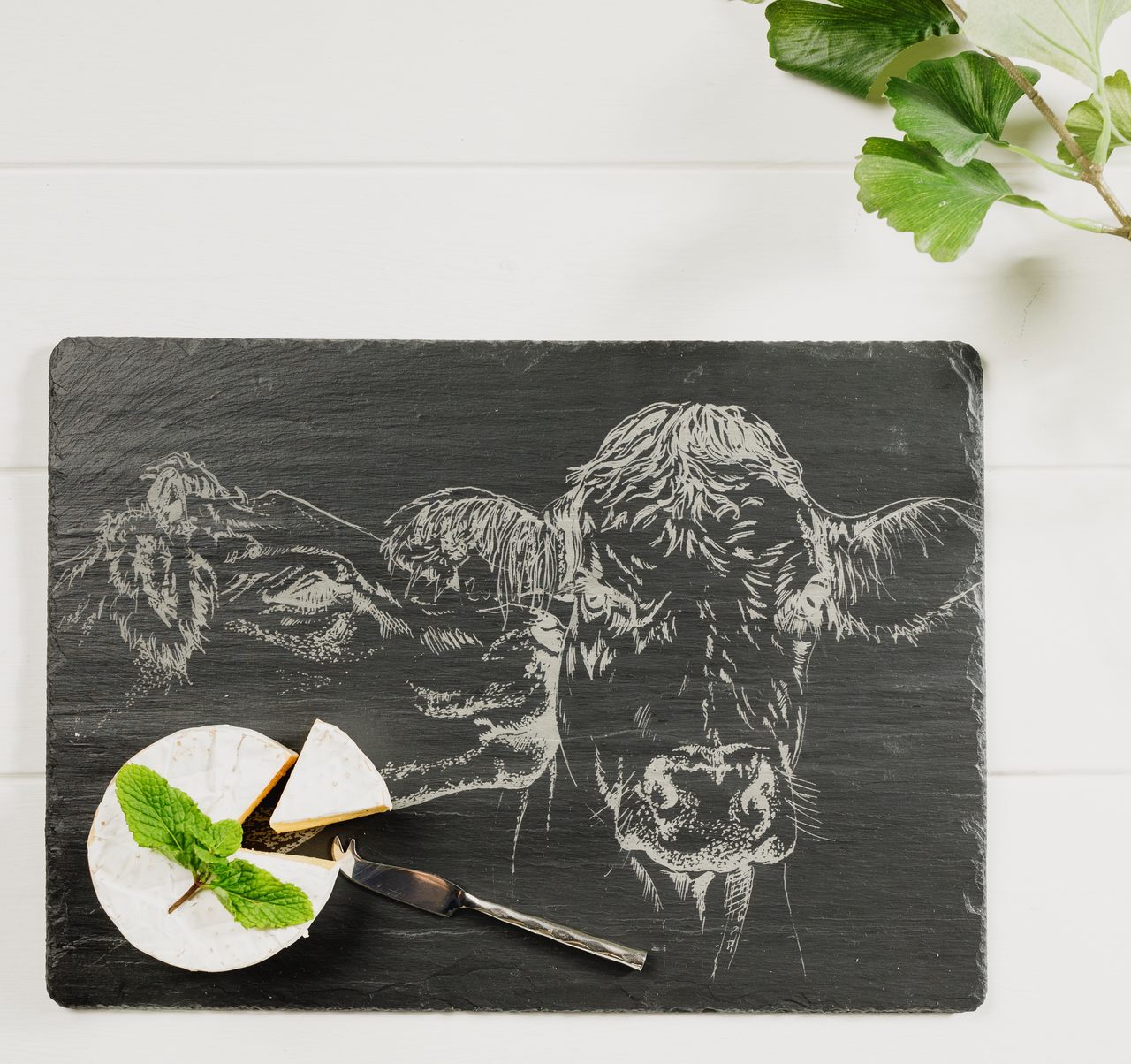 Kissing Cows | Käseplatte aus Schiefer