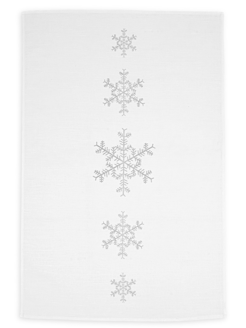 Geschirrtuch Schneeflocke, weiß mit silbernem Metallic-Druck