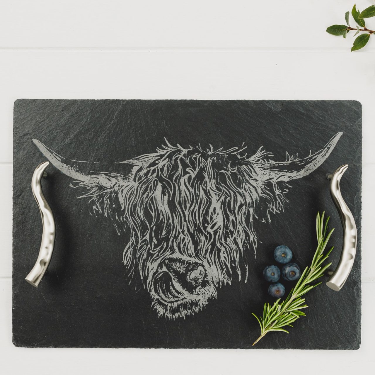 Highland Cow, Serviertablett aus Schiefer, medium