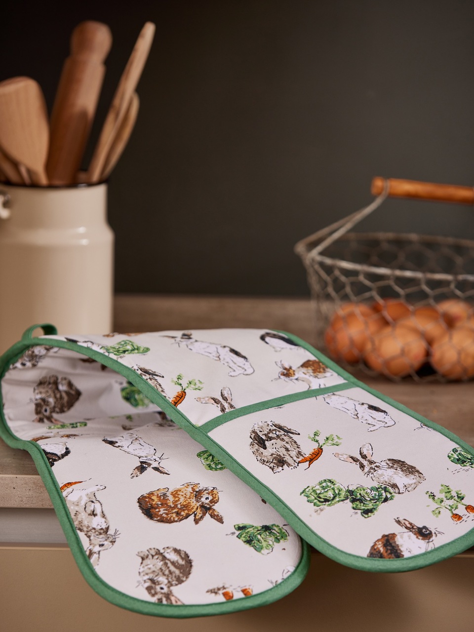 Doppelter Ofenhandschuh | Design Hasen-Kolonie