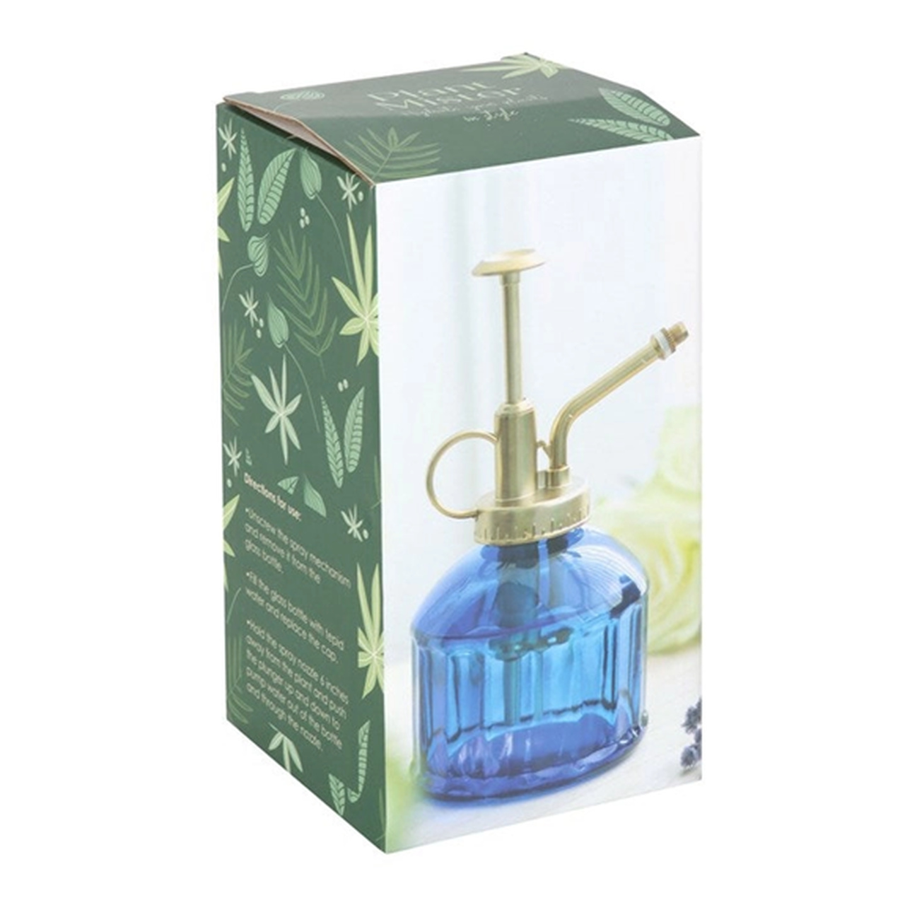 Blauer Glas-Pflanzenspüher - Vintage | in attraktiver Karton-Verpackung