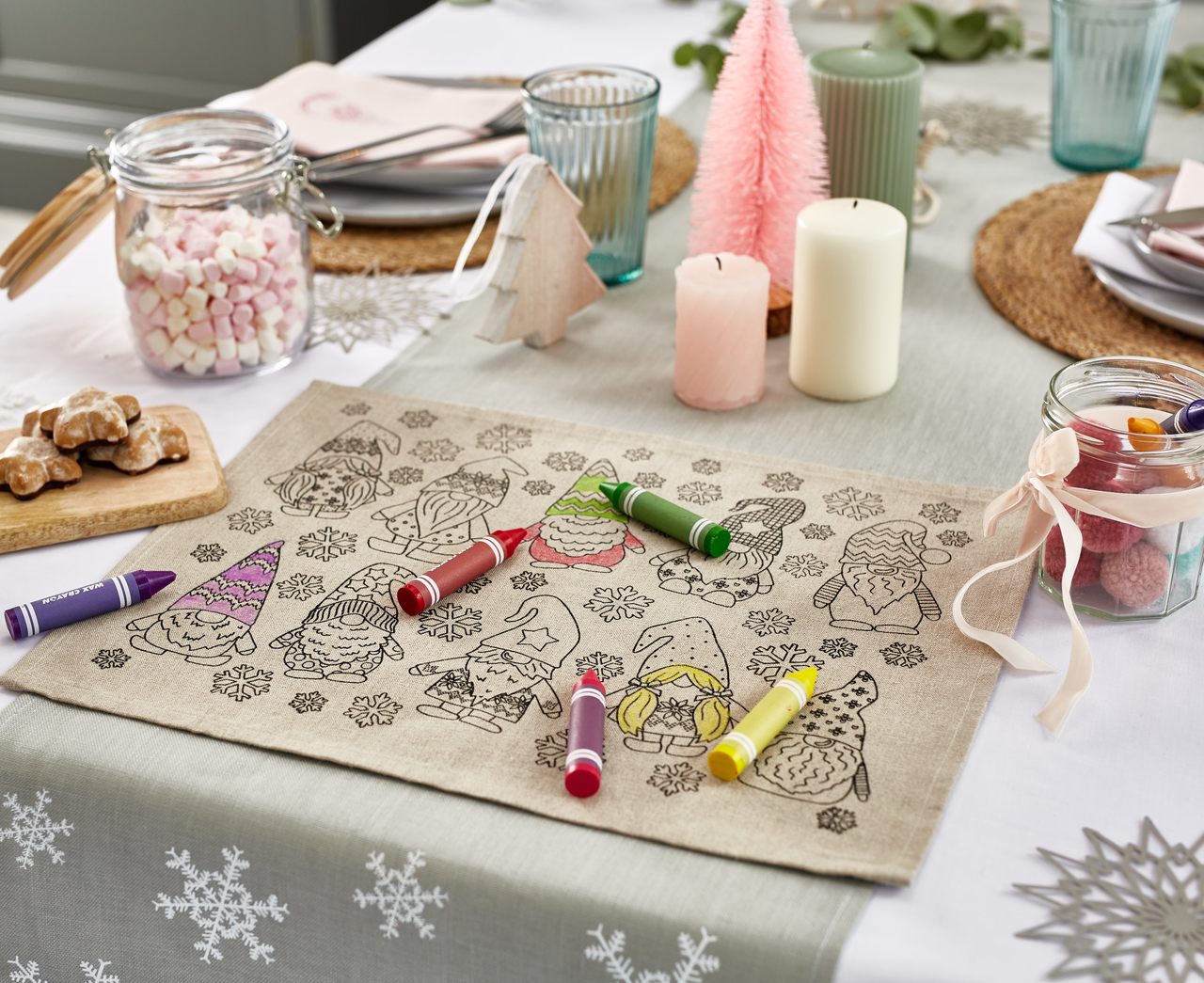 Ausmalbild aus 100% Leinen | Platzset Wichtel