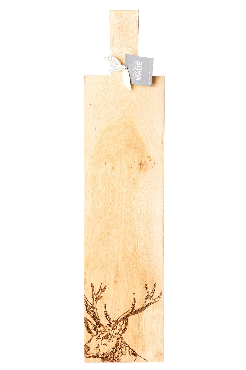 Long Paddle, Servierbrett mit Griff, lang und schmal, Motiv Hirsch