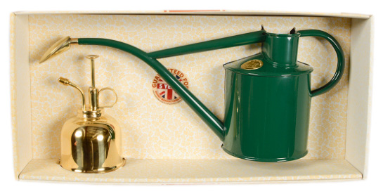 Haws Watering-Kit | Geschenkset | Royalgrün & Feinzerstäuber Messing