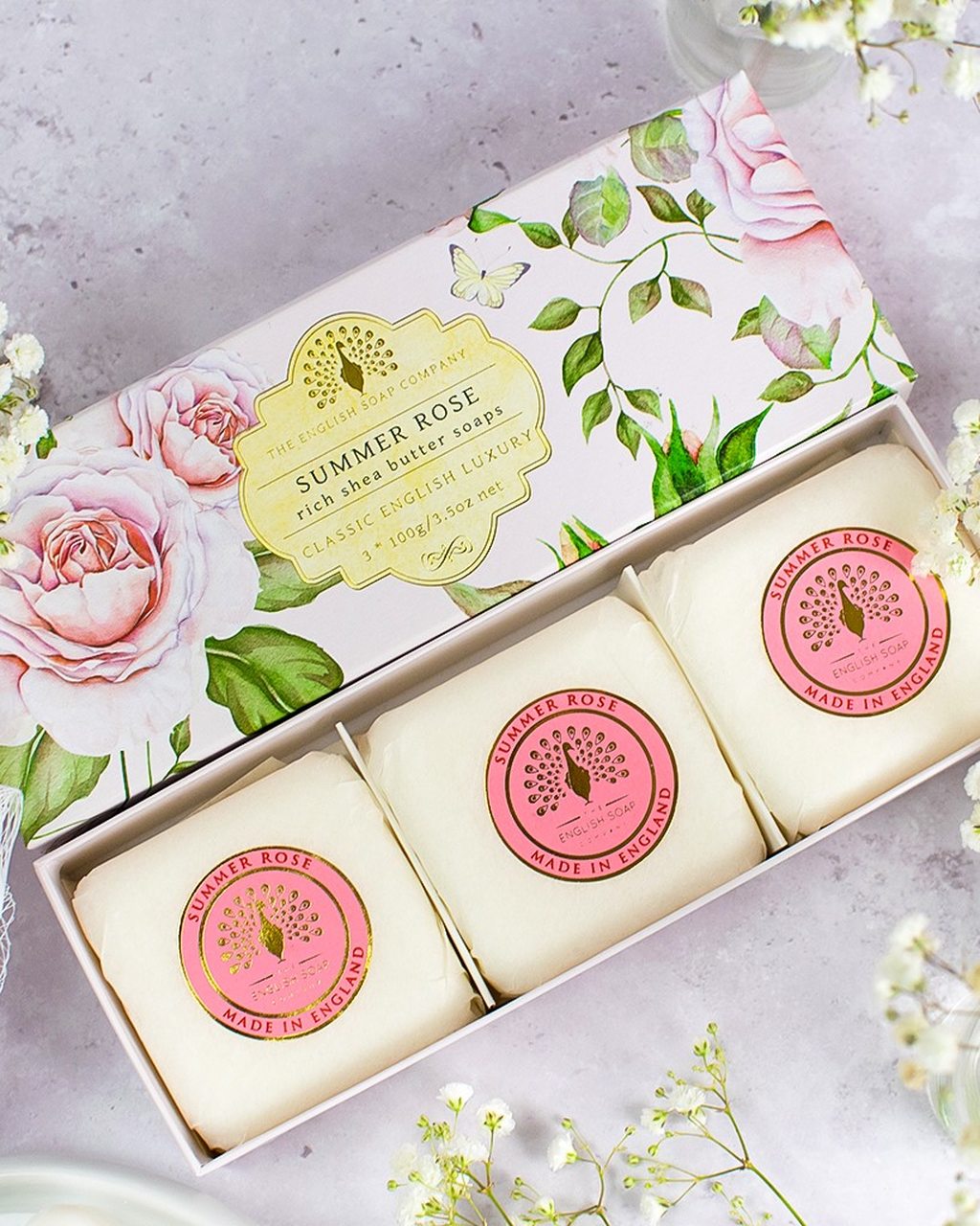 Duftseifen Geschenkbox Sommer-Rose 3 x 100 g | The English Soap Company