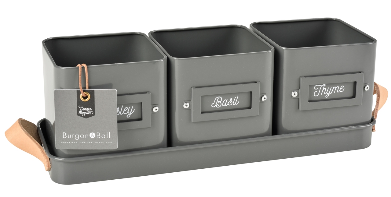 Kräutertöpfe 3er-Set in dunklem Grau