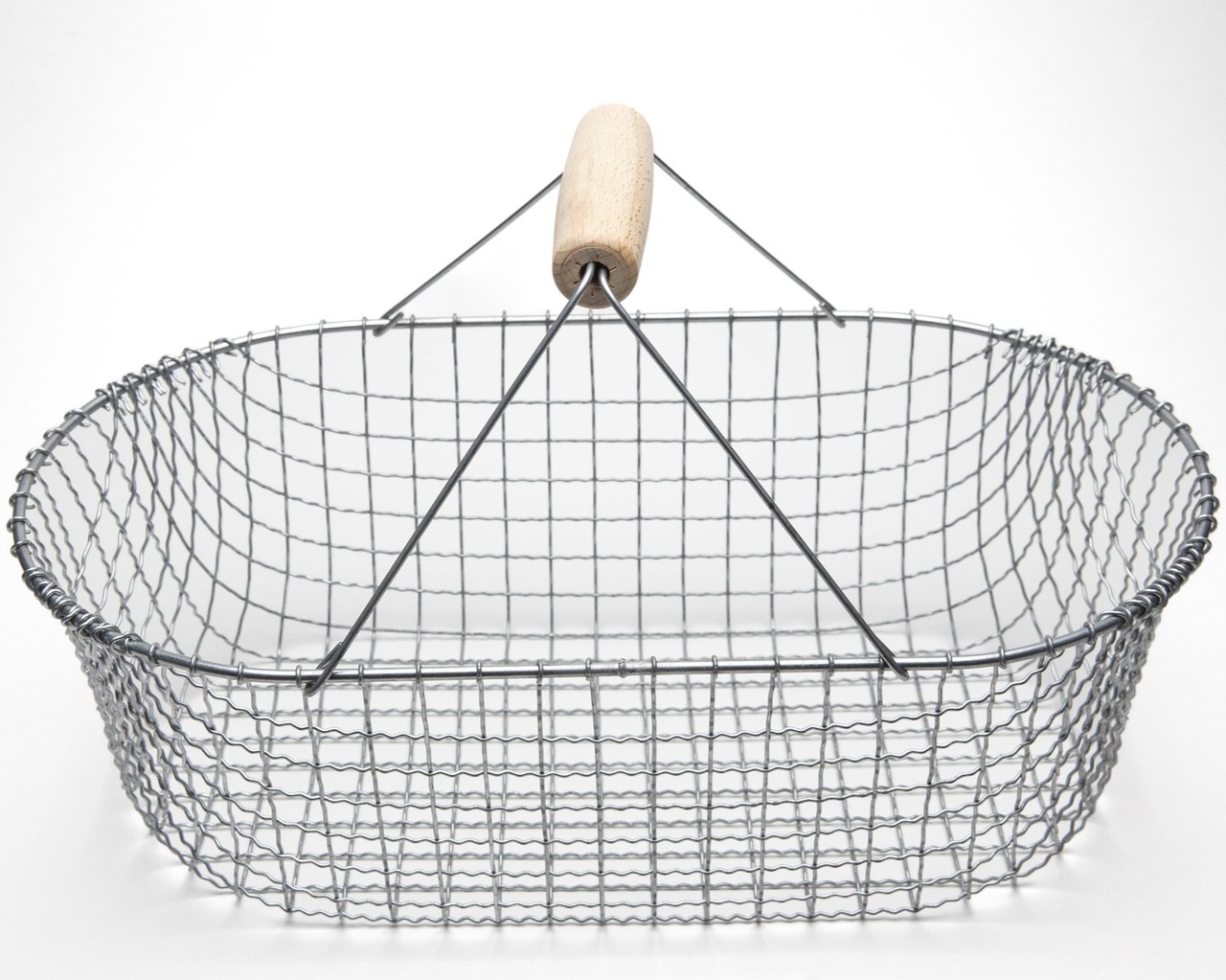 Traditioneller Kartoffelkorb | Erntekorb | aus Drahtgefelcht mit Holzgriff