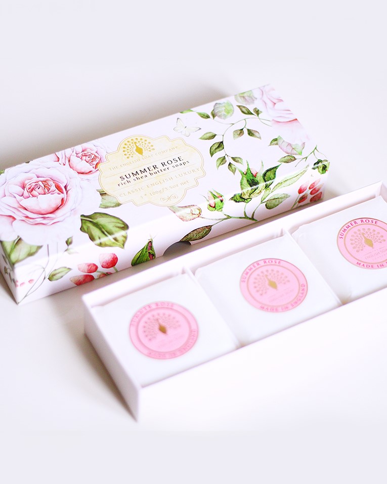 Geschenkbox Summer Rose 3 x 100 g | The English Soap Company