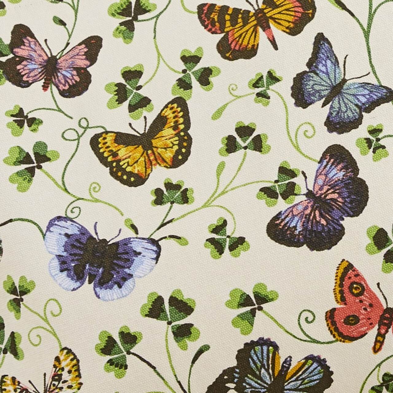 Detailansicht der Aquarell-Illustrationen - Schmetterlinge und grüne Kleeblattranken