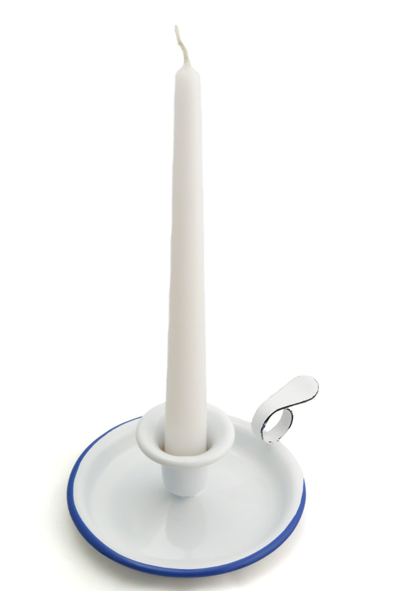 Kezrenhalter aus Emaille, blauer Rand