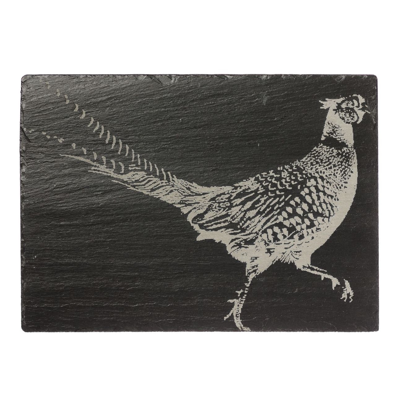 Schiefer-Käseplatte, Gravur-Motiv Fasan