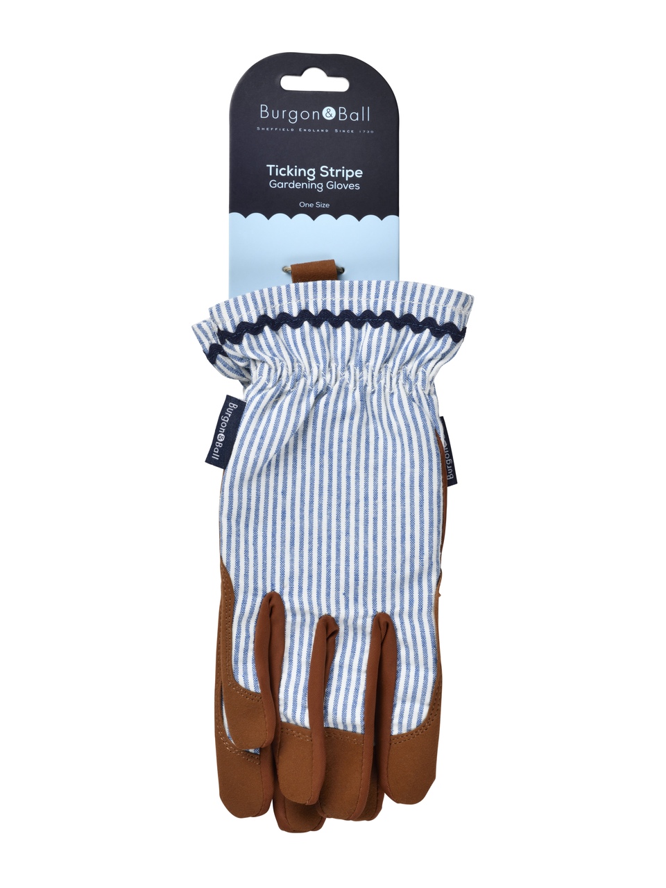 Gartenhandschuhe blau gestreift | Verpackung
