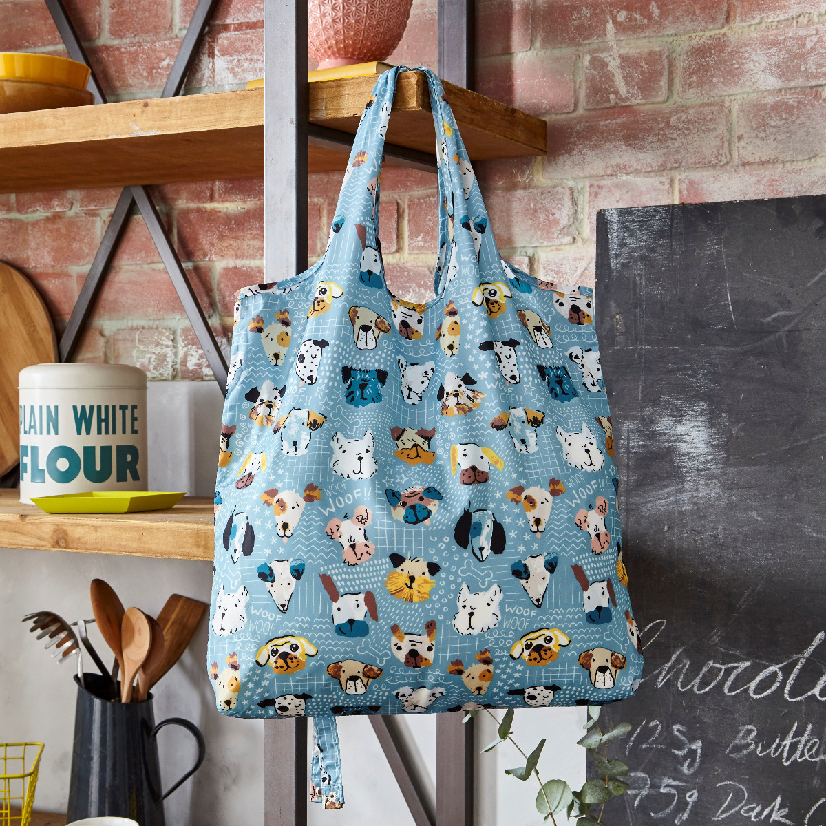 faltbarer Einkaufsbeutel, Design Hundegesichter - von Ulster Weavers