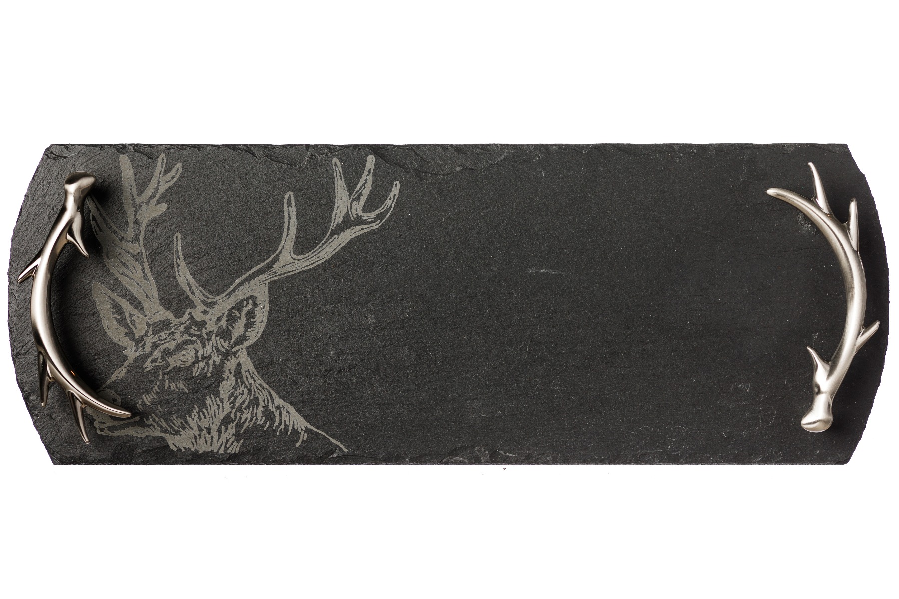 kleines Serviertablett aus Schiefer, Motiv Hirsch