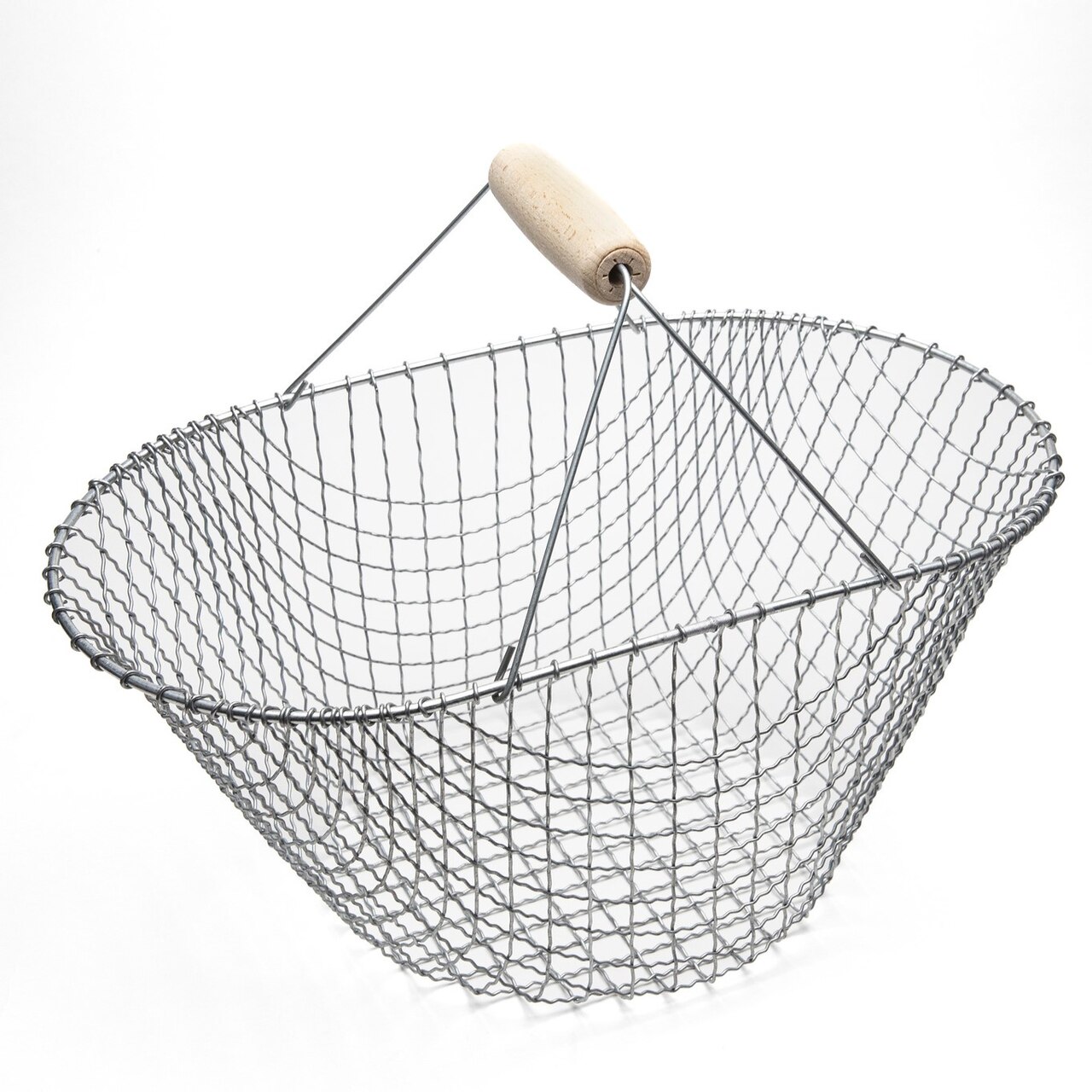 Traditioneller Kartoffelkorb | Erntekorb | aus Drahtgefelcht mit Holzgriff