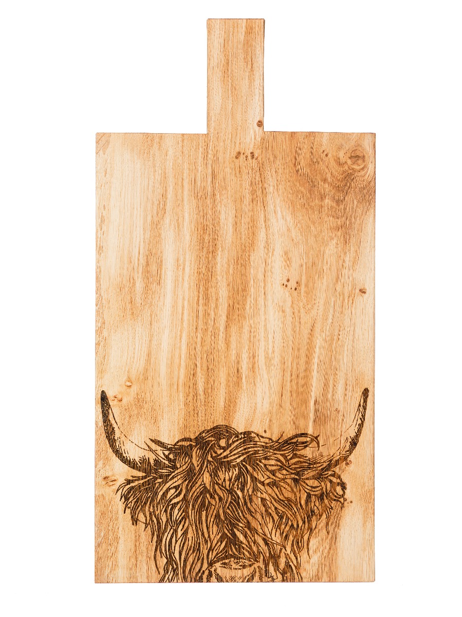 Großes Servierbrett mit Griff, Motiv Hochlandrind