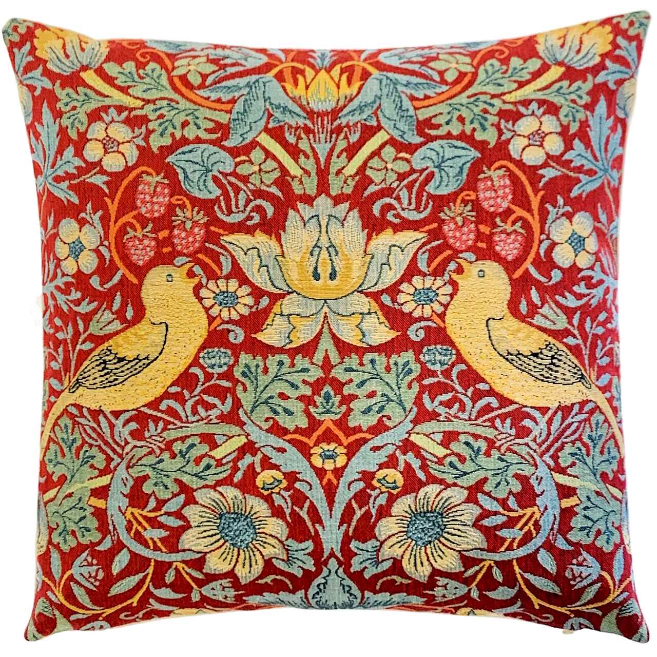 Jacquard-Sofakissenhülle | Strawberry Thief - Erdbeerdieb | Design: William Morris