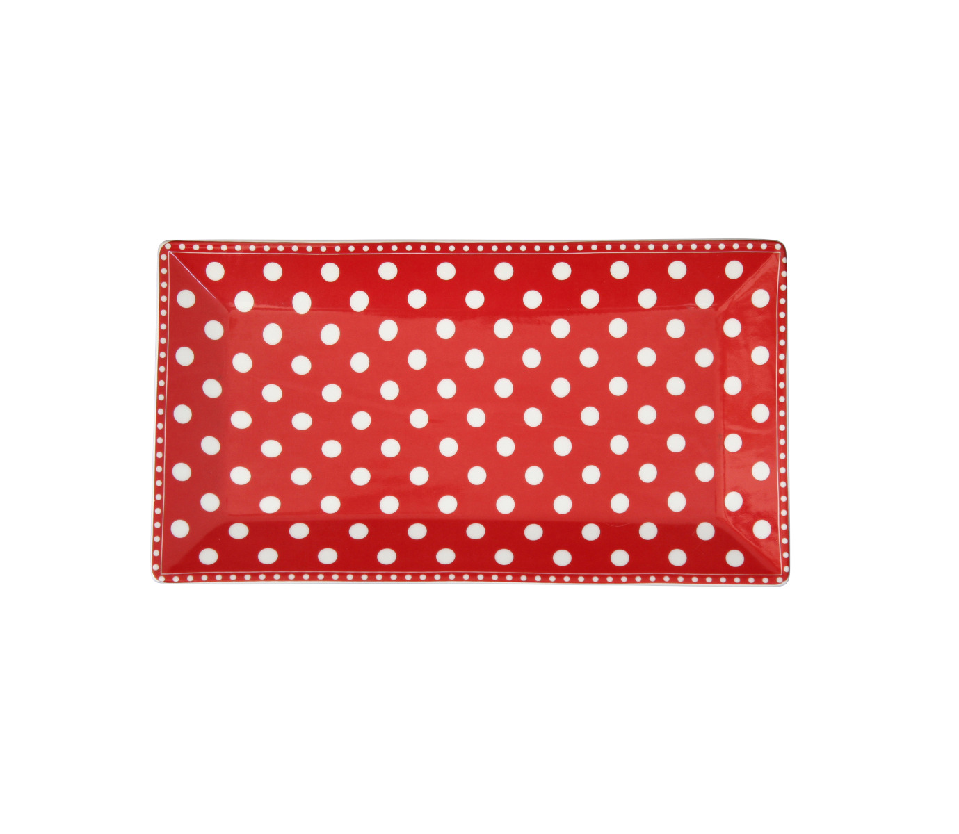 Krasilnikoff Servierplatte Punkte, rot