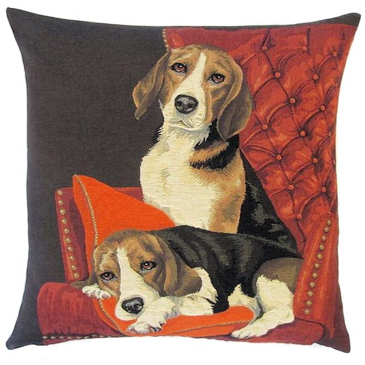 Sofakissenhülle aus hochwertigem Jacquard-Stoff | Motiv: Beagles