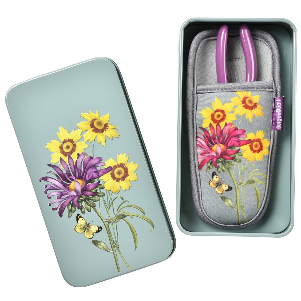 Präsentdose mit Gartenschere & Holster | Design Asteraceae von Burgon & Ball