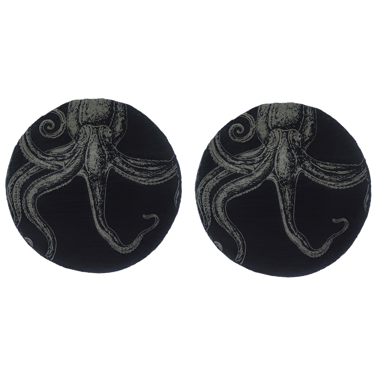 Runde Platzsets aus Schiefer, Motiv Octopus