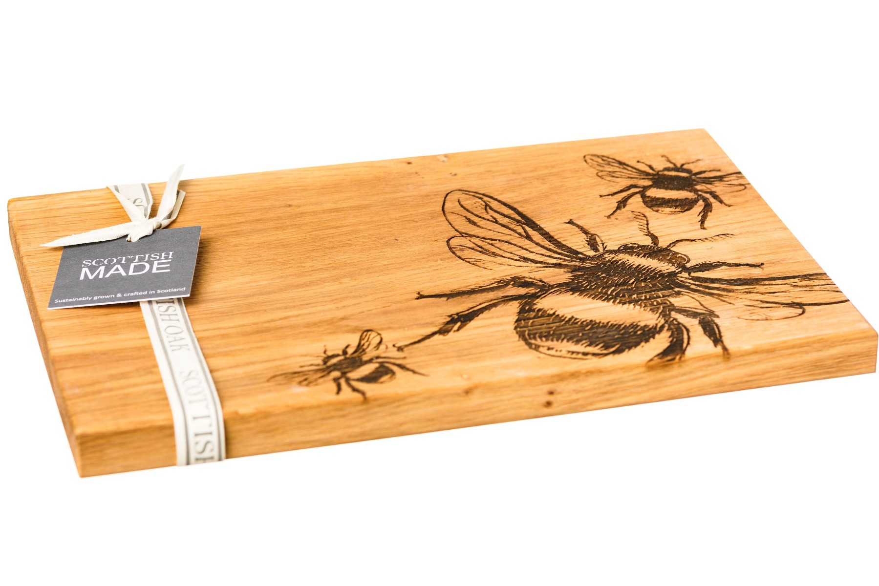 Servierbrett aus Eiche, Motiv Bees , Scottish Made