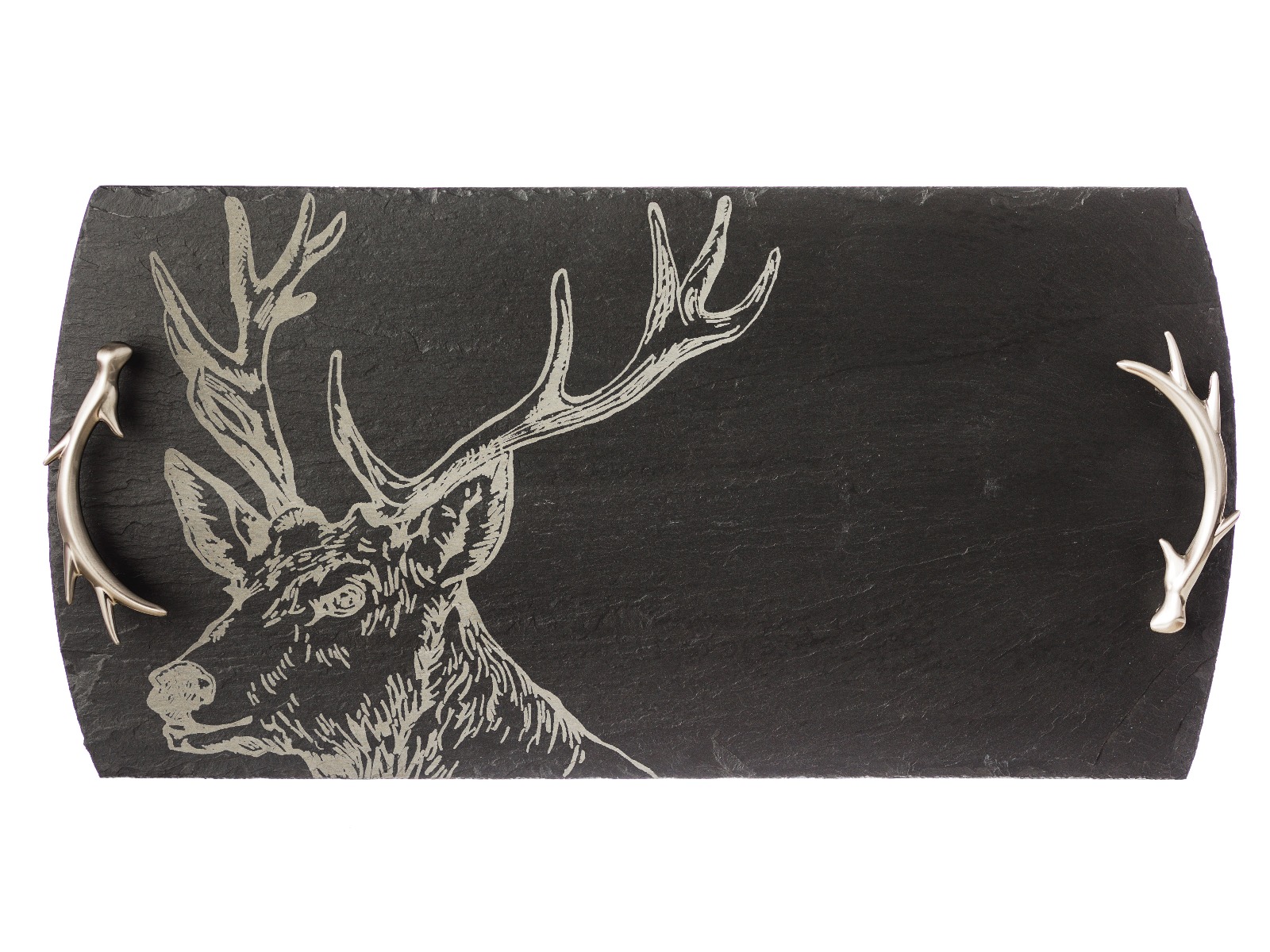 von Selbrae House: Große Servierplatte, Serviertablett aus Schiefer, Motiv Hirsch