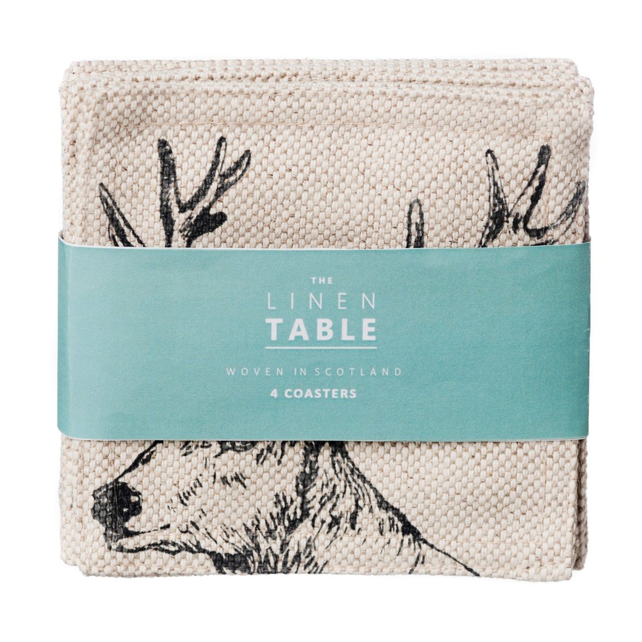 Glasuntersetzer, Motiv Hirsch, 4er-Set | The Linen Table