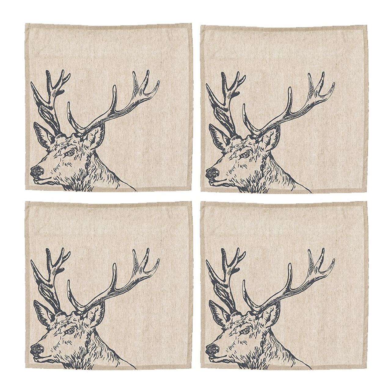 Servietten 4er-Set, Motiv Hirsch