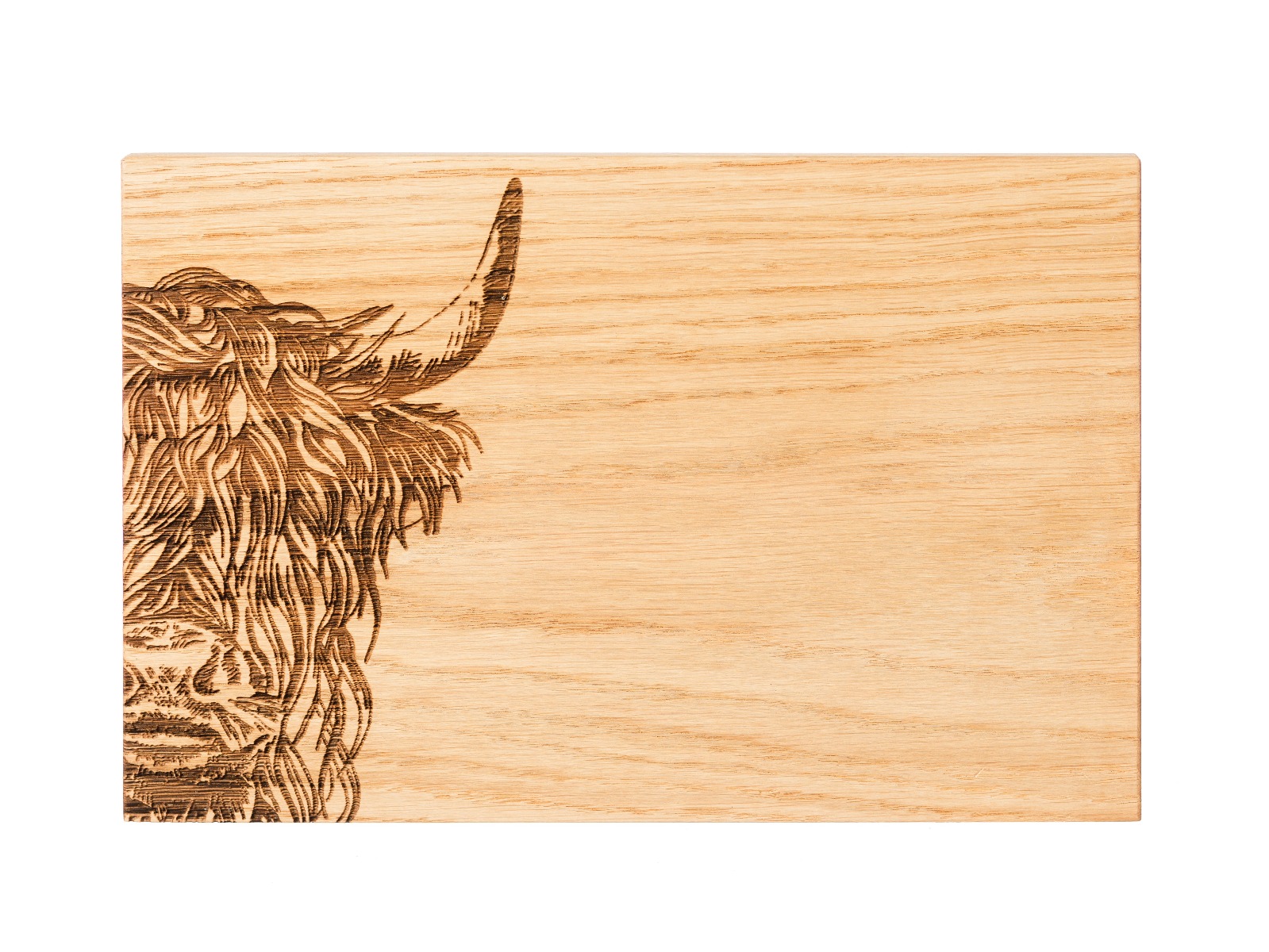 Servierbrett aus Eiche, Motiv Hochlandrind