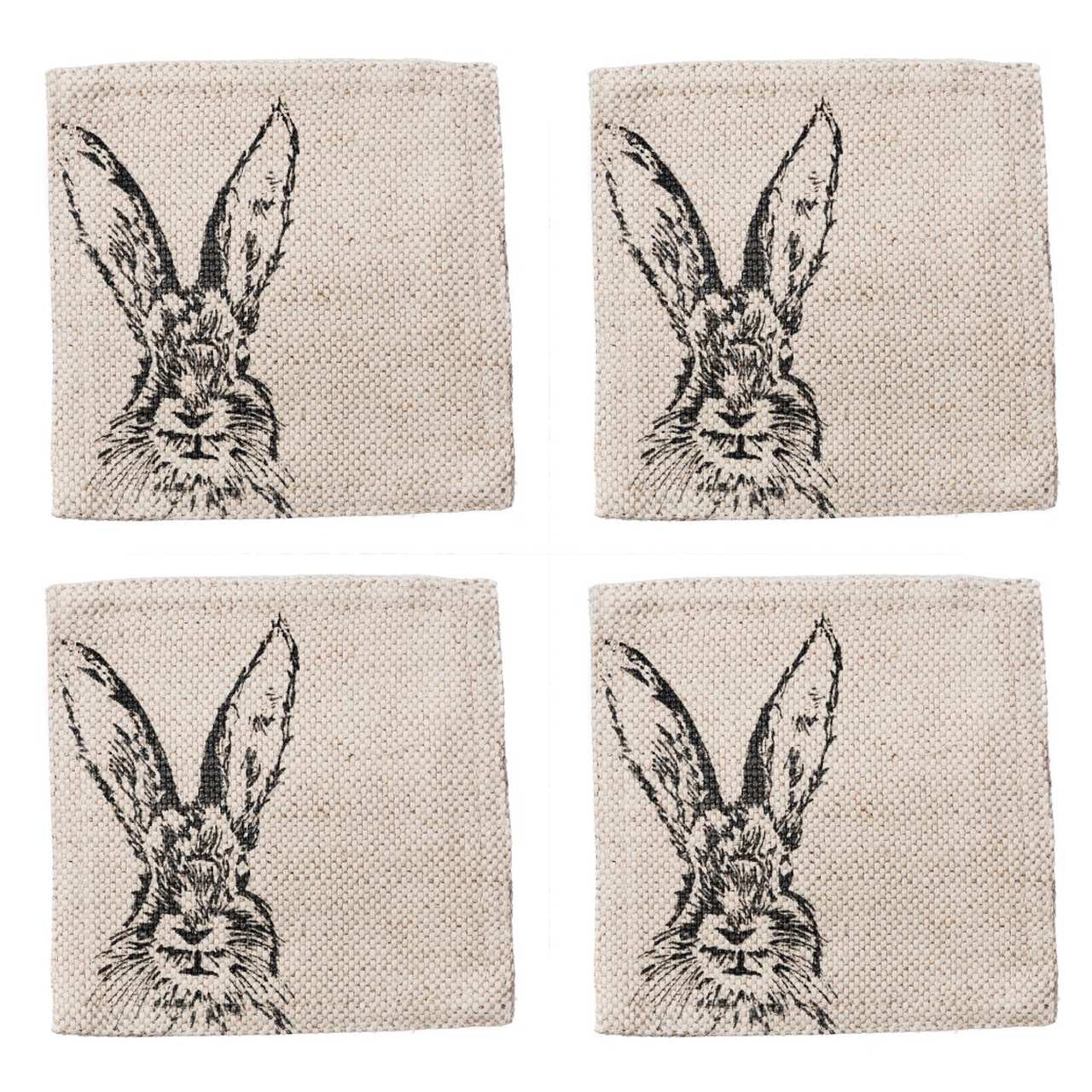 Hase, Glasuntersetzer aus Leinen 50/50