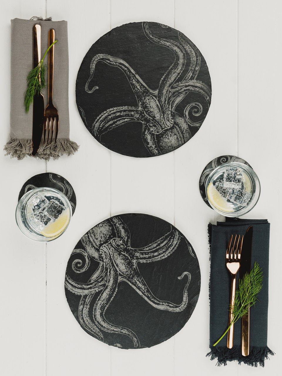 Octopus | 2er- Platzset aus Schiefer