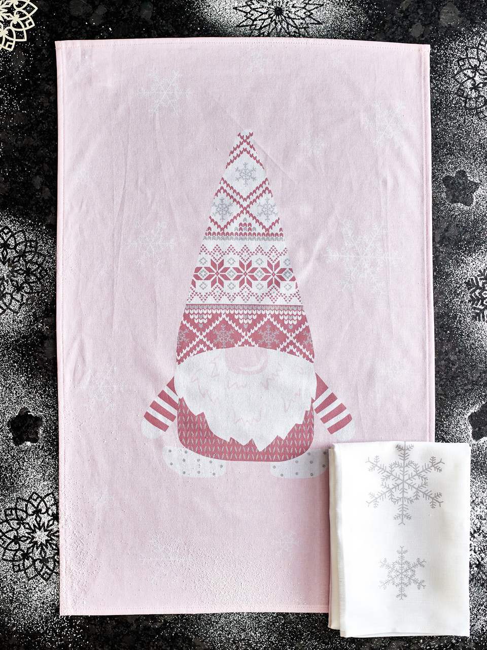 Winter-Geschirrtücher Wichtel & Schneeflocke | 2er-Pack